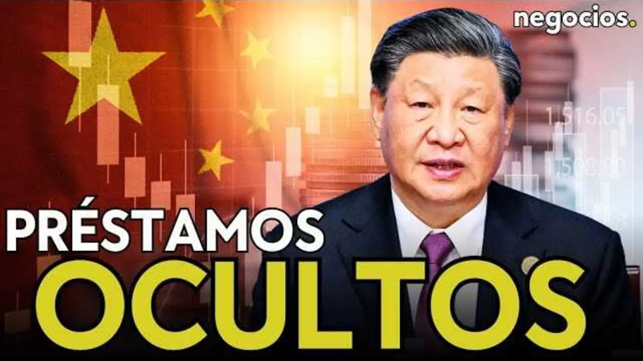 Imagen ilustrativa de la influencia financiera y tecnológica de China en el mundo, con un mapa mundial y símbolos de deuda y tecnología.<br>                        <br>                        <br>                        <br>                      