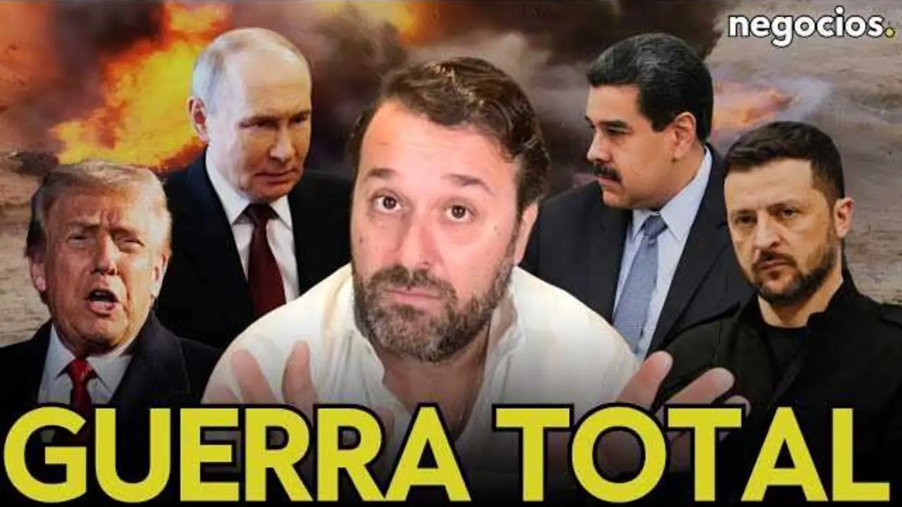 Captura de vídeo de Negocios TV con visualización de titulares sobre Putin, EE.UU. y OpenAI en contexto de crisis internacional y tecnológica.<br>                        <br>                        <br>                        <br>                      