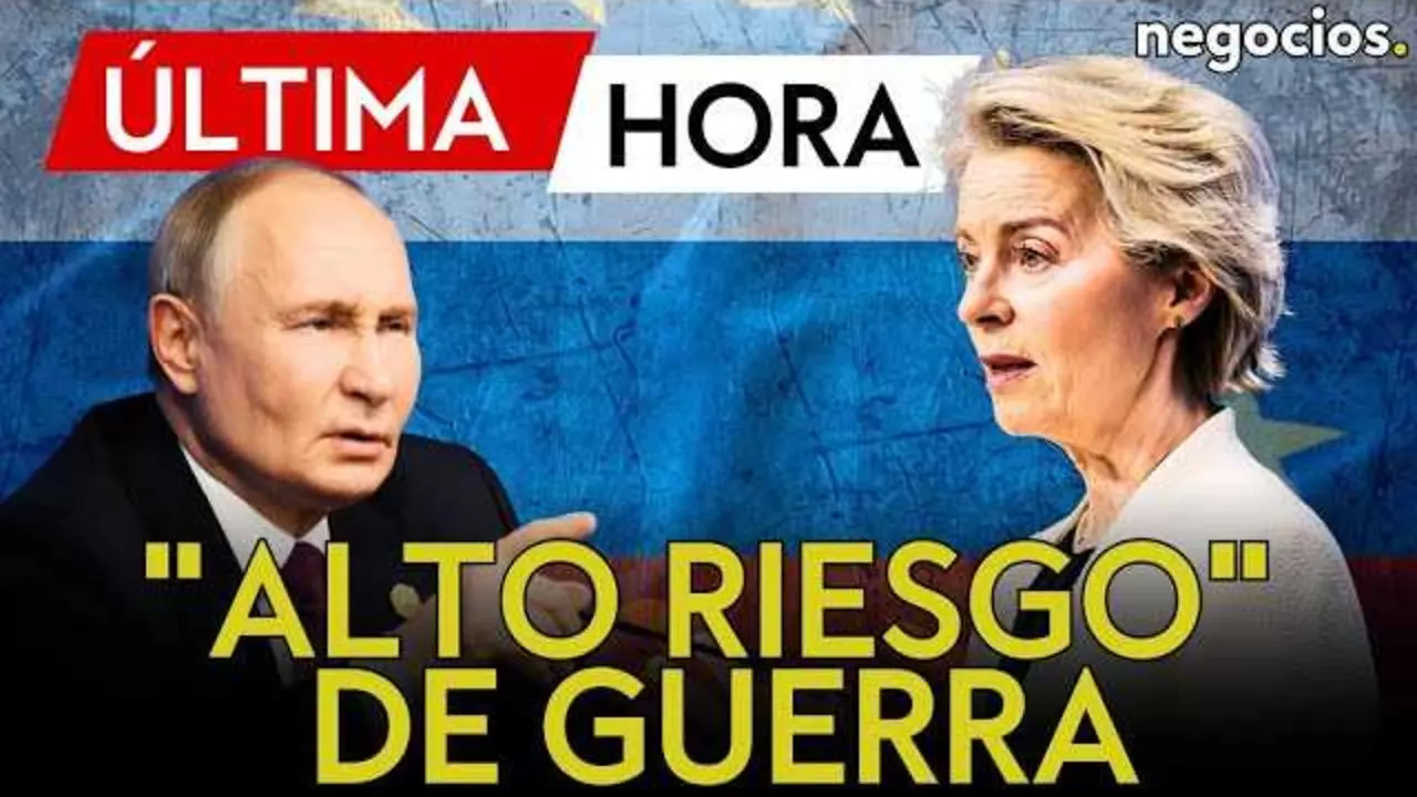 Gráfico que muestra estadísticas de percepción de riesgo de guerra en países europeos, con imagen de bandera rusa y europea difuminadas en el fondo.<br>                        <br>                        <br>                        <br>                      