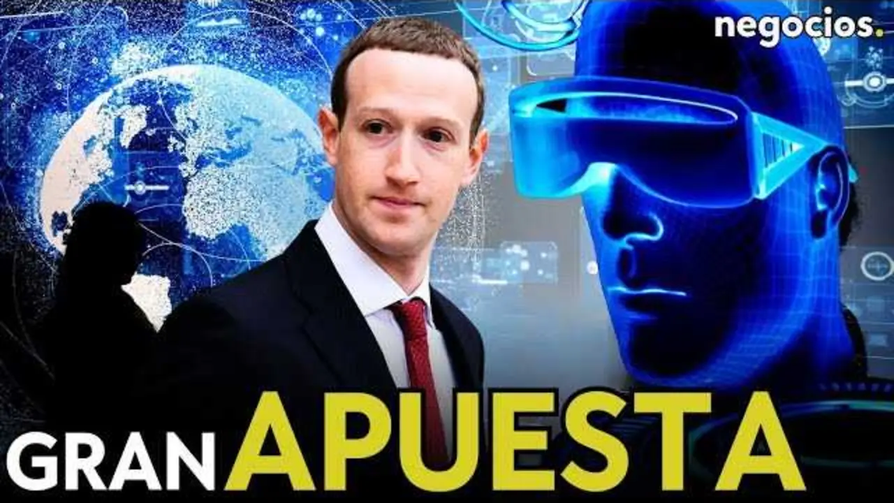 Mark Zuckerberg frente a un fondo digital que representa la transición de Meta del metaverso hacia la inteligencia artificial.<br>                        <br>                        <br>                        <br>                      