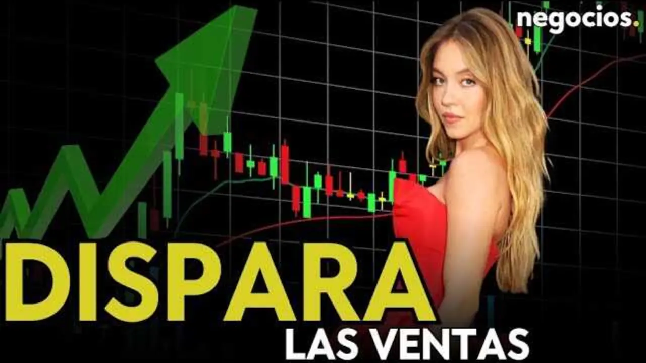 Imagen promocional de la campaña de American Eagle protagonizada por Sydney Sweeney que impulsó el crecimiento de las acciones en bolsa.<br>                        <br>                        <br>                        <br>                      