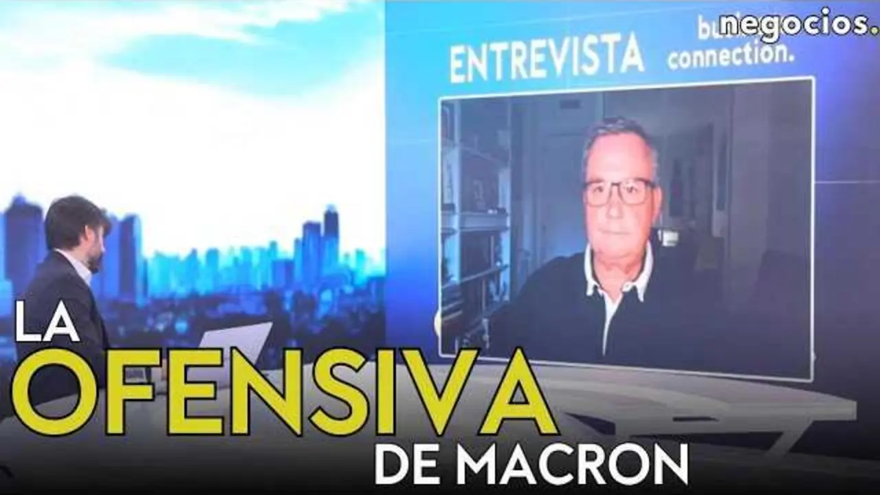 Fotografía de Emmanuel Macron en conferencia durante su visita a China, en un contexto de alta tensión geopolítica global.<br>                        <br>                        <br>                        <br>                      