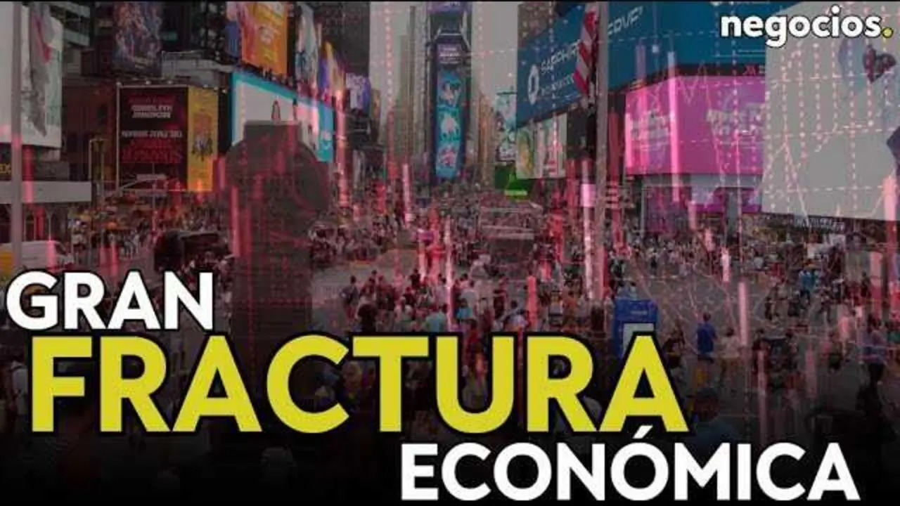 Gráfico ilustrativo que muestra la dispar recuperación económica en Estados Unidos, destacando la brecha entre las clases altas y las clases medias y bajas según la ‘K-economía’.<br>                        <br>                        <br>                        <br>                      