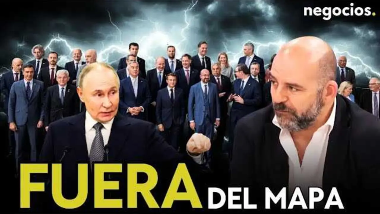 Retrato de Vladimir Putin con fondo difuso, sobrepuesto con imágenes del conflicto militar en Ucrania y un mapa de Europa.<br>                        <br>                        <br>                        <br>                      