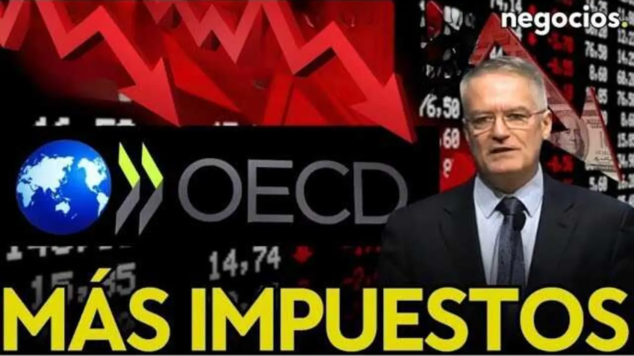 Gráfico institucional de la OCDE junto a indicadores económicos que reflejan tendencias globales y desafíos fiscales.<br>                        <br>                        <br>                        <br>                      