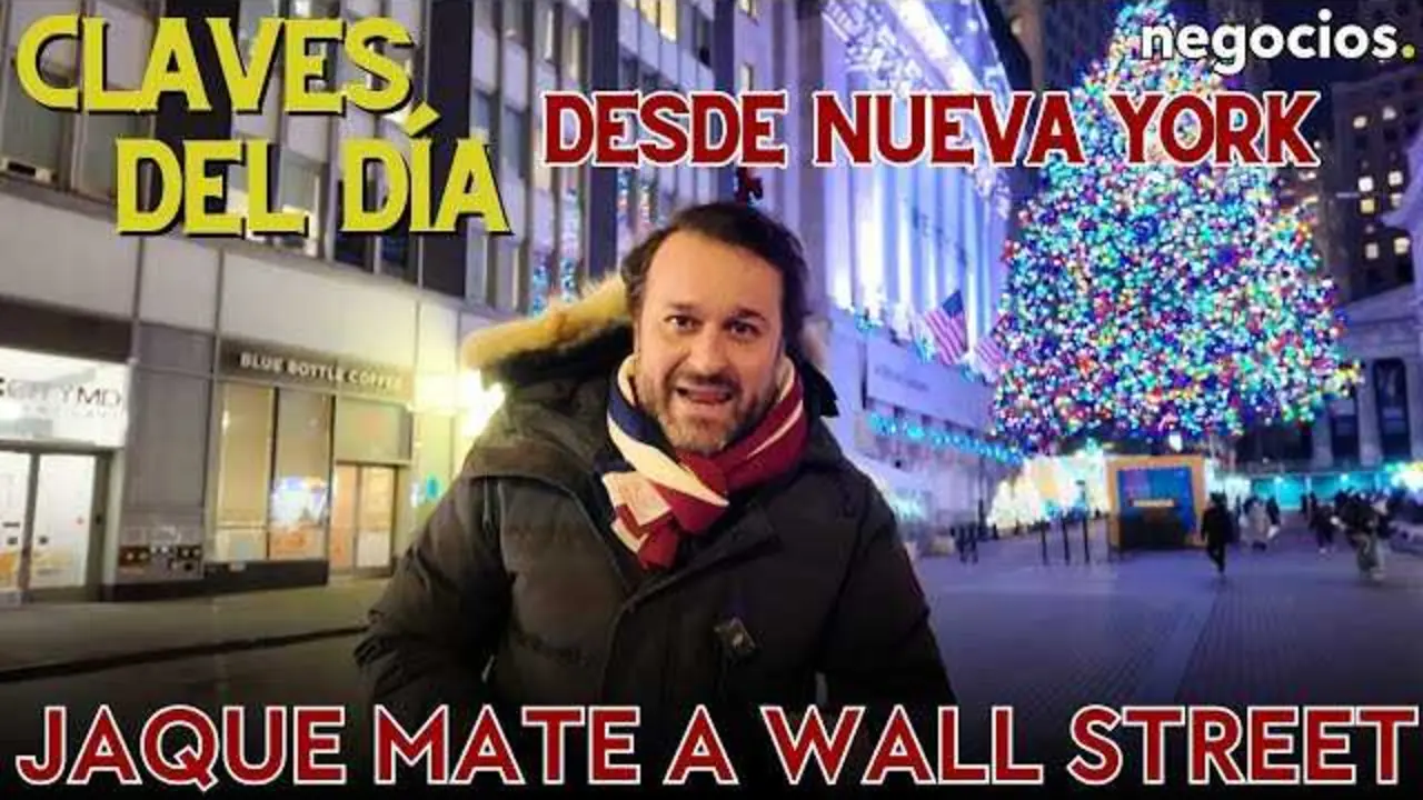 Pantallazo del vídeo de Negocios TV con titulares sobre la FED, la alerta en Japón y decisiones geopolíticas.<br>                        <br>                        <br>                        <br>                      