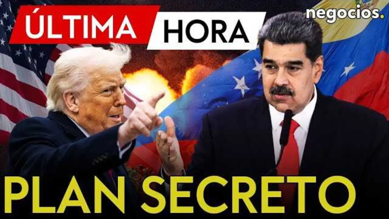 Fotografía satelital de Venezuela superpuesta con imágenes del presidente Donald Trump y Nicolás Maduro, ilustrando la tensión política y el plan estadounidense para la región.<br>                        <br>                        <br>                        <br>                      