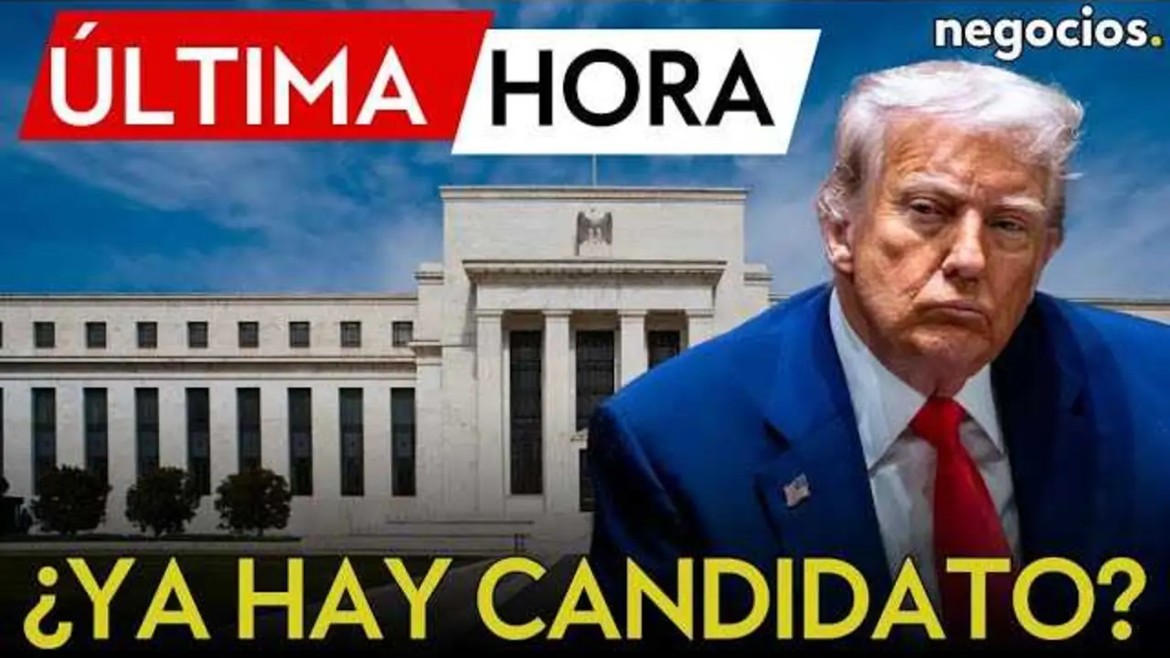 Captura del vídeo en Negocios TV donde se anuncia la ronda final de entrevistas para seleccionar al sustituto de Jerome Powell en la Reserva Federal.<br>                        <br>                        <br>                        <br>                      