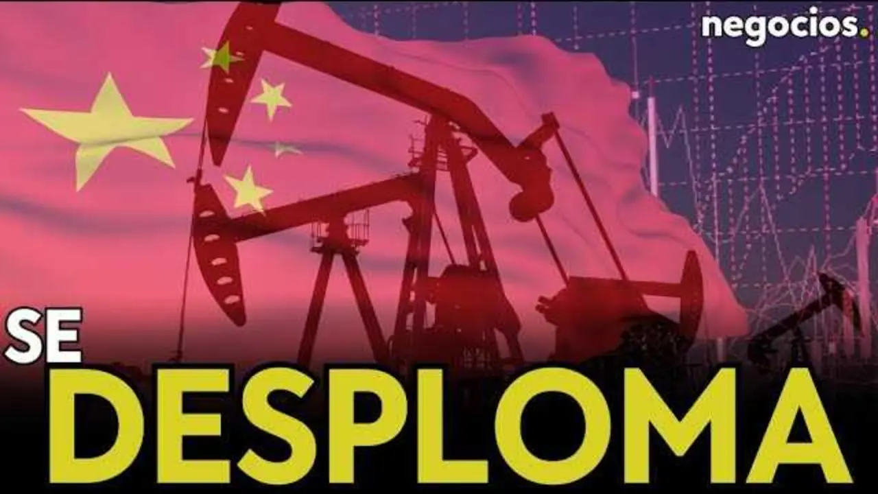 Gráfica ilustrativa del desplome de los precios del petróleo con mapas de Brasil, Guyana y China en el fondo.<br>                        <br>                        <br>                        <br>                      