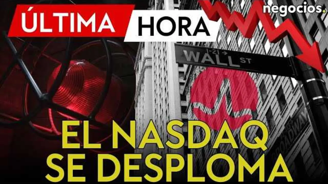 Pantallazo del vídeo que muestra el desplome de Broadcom y la caída del Nasdaq durante la jornada en Wall Street.<br>                        <br>                        <br>                        <br>                      
