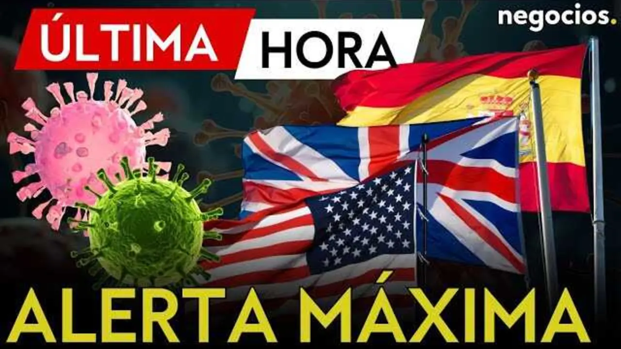 Imagen del video que muestra la alerta por la variante subclado K del virus de la gripe H3N2, con mapas destacados de Reino Unido, España y Estados Unidos.<br>                        <br>                        <br>                        <br>                      
