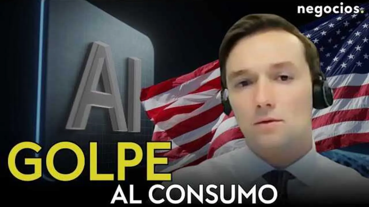 Thumbnail del vídeo que muestra a Edward Williams analizando la exposición de la economía estadounidense a la Inteligencia Artificial en el mercado actual.<br>                        <br>                        <br>                        <br>                      