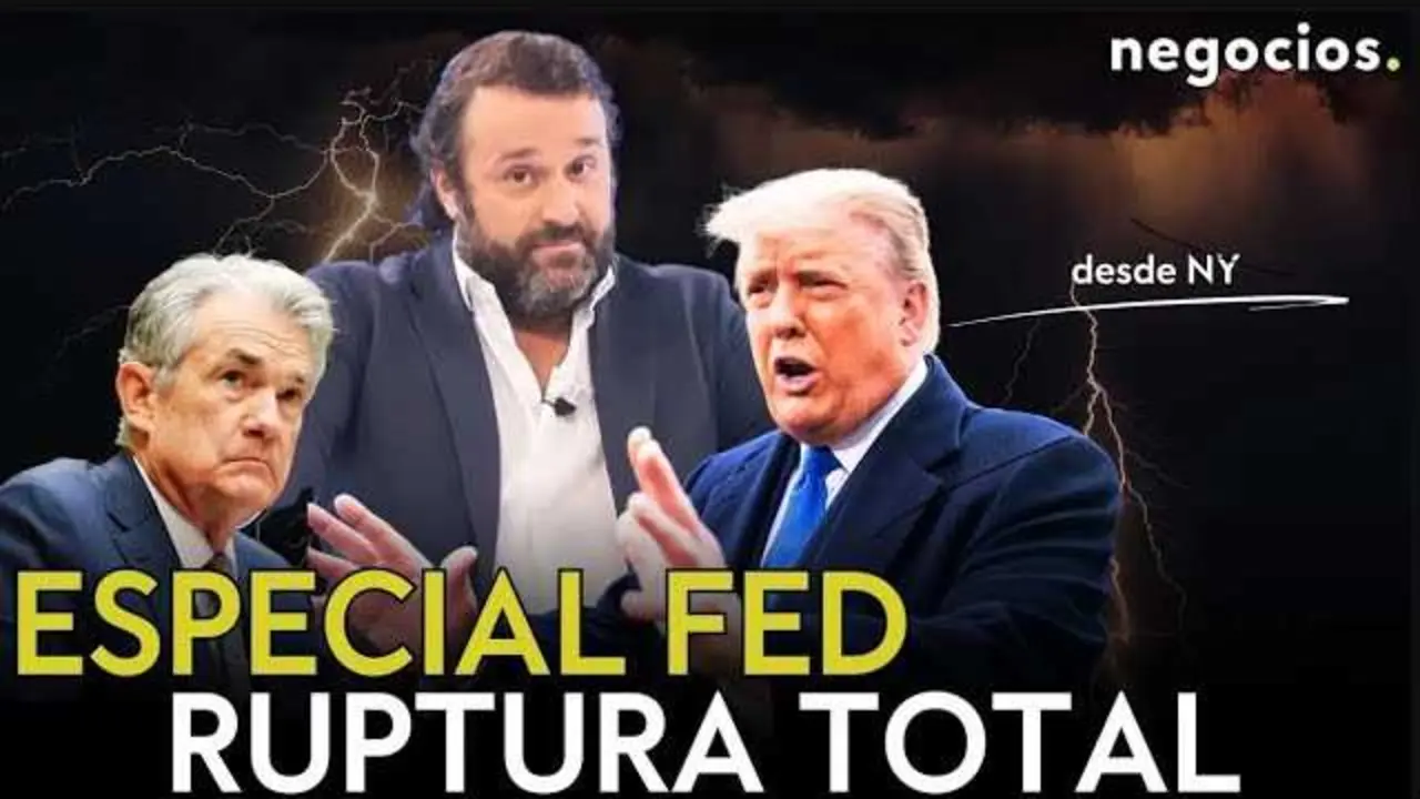 Jerome Powell en rueda de prensa tras la decisión del recorte de tipos de interés de la Reserva Federal.<br>                        <br>                        <br>                        <br>                      