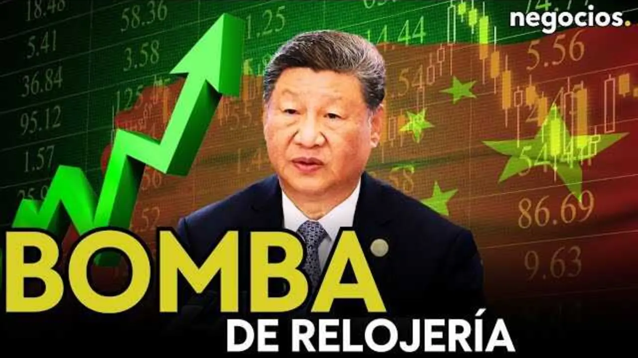 Gr&aacute;fico ilustrativo del super&aacute;vit comercial r&eacute;cord de China con fondo que sugiere una bomba de relojer&iacute;a para la econom&iacute;a global.<br>                        <br>                        <br>                        <br>                      