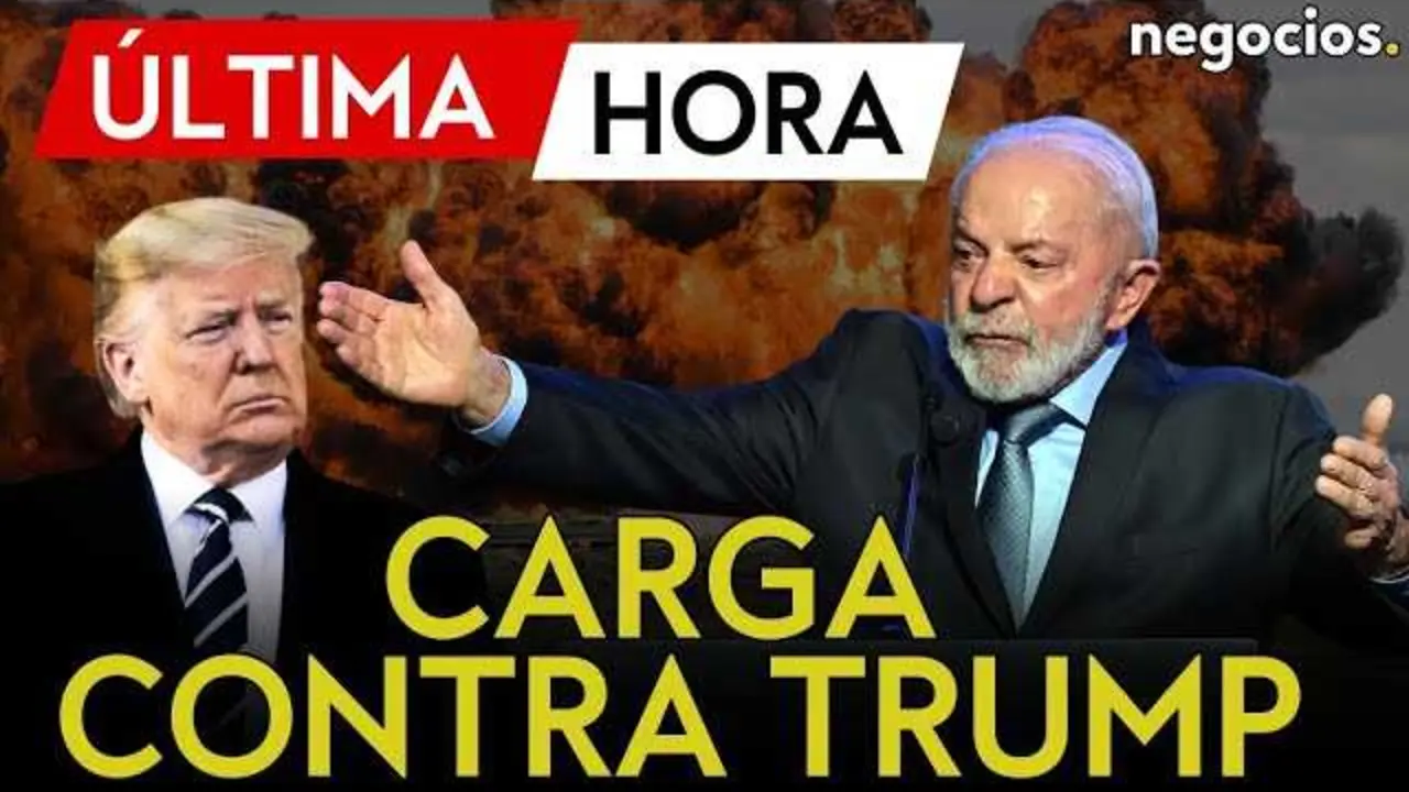 Fotograf&iacute;a de Lula da Silva en conferencia junto al logo de Negocios TV durante la transmisi&oacute;n de declaraciones sobre la situaci&oacute;n en Venezuela.<br>                        <br>                        <br>                        <br>                      