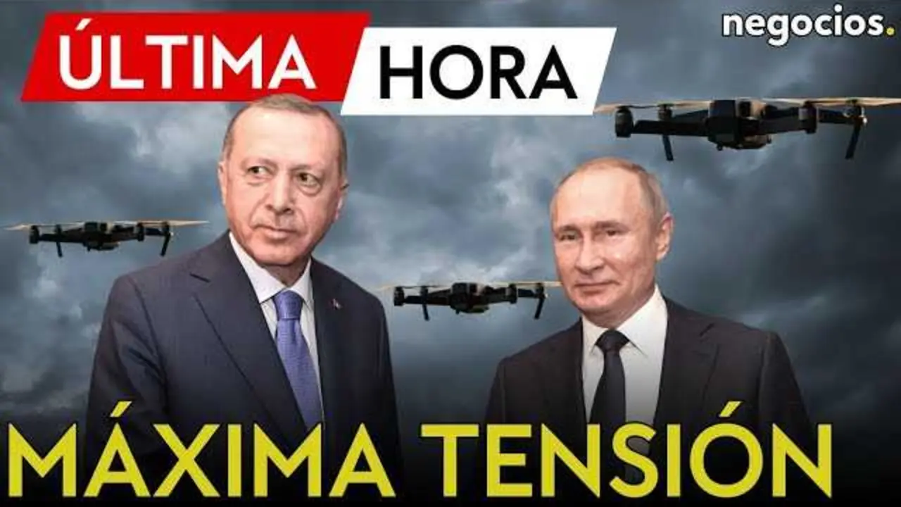 Imagen del dron ruso Orlan-10 en vuelo, antes del incidente ocurrido en la provincia turca de Kocaeli cerca de Estambul.<br>                        <br>                        <br>                        <br>                      