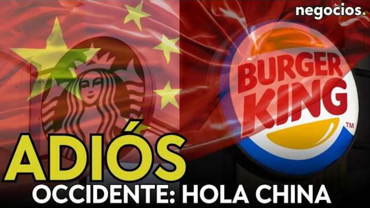 Logo de Starbucks y Burger King superpuestos sobre un mapa de China, simbolizando la transferencia de control a capitales chinos.<br>                        <br>                        <br>                        <br>                      