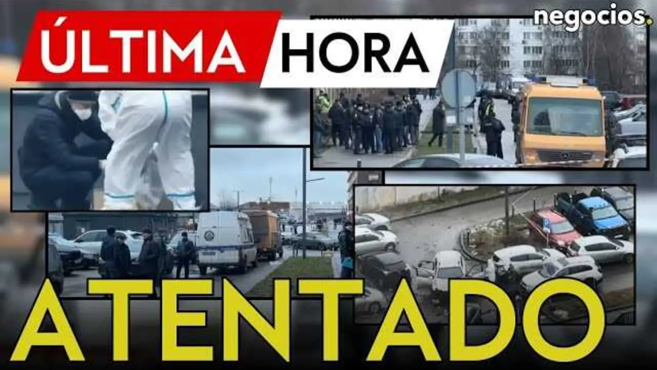 Captura de v&iacute;deo donde se muestra la zona del atentado ocurrido en Mosc&uacute;, con presencia policial y veh&iacute;culos oficiales.<br>                        <br>                        <br>                        <br>                      
