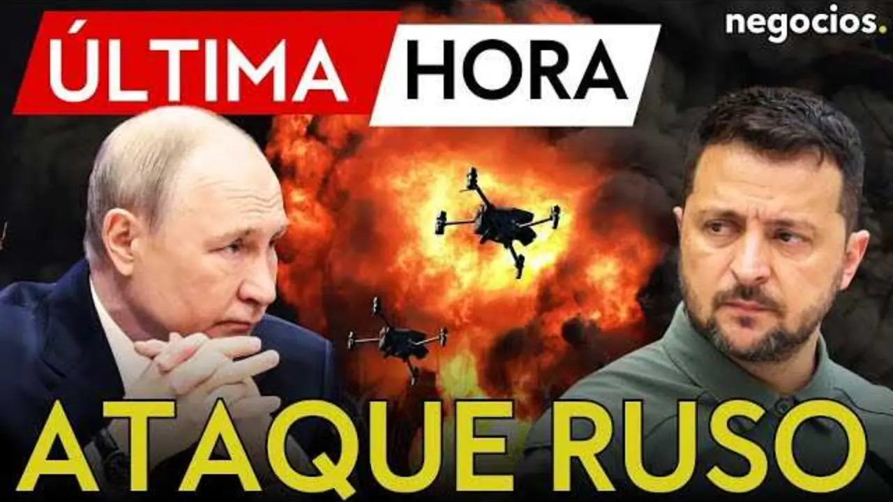 Imagen del video que muestra el ataque masivo de drones lanzado por Rusia y la defensa a&eacute;rea ucraniana.<br>                        <br>                        <br>                        <br>                      