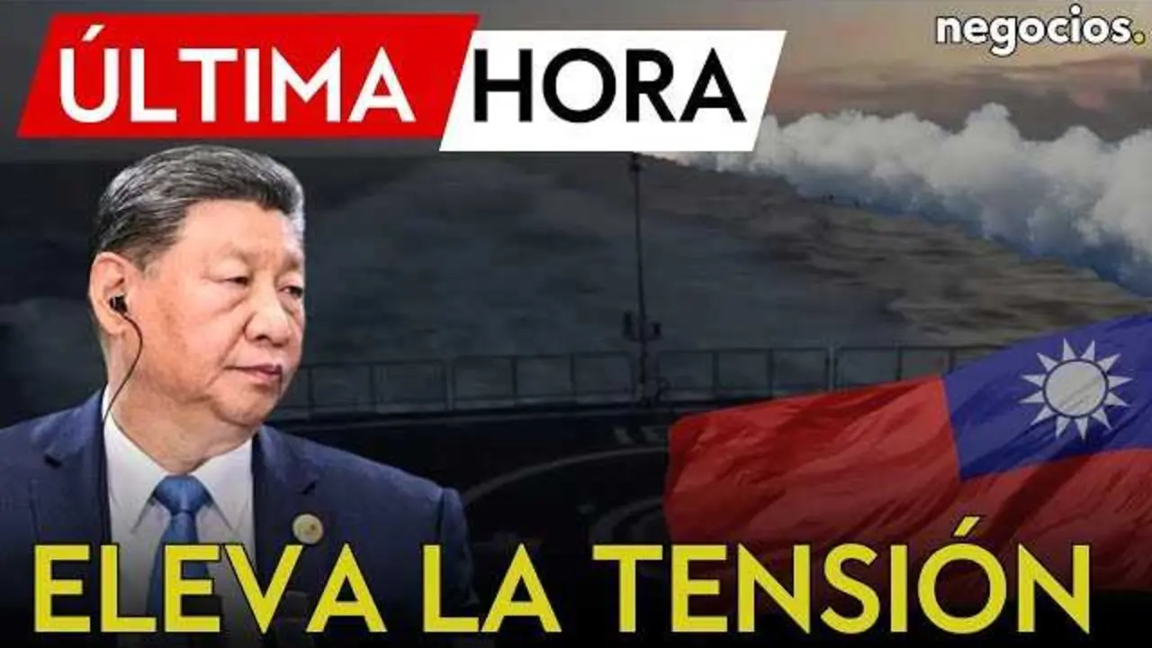 Imagen tomada desde el canal oficial de Negocios TV que muestra el &aacute;rea cercana a Taiw&aacute;n donde se ejercitaron los lanzamientos de misiles por parte del Ej&eacute;rcito Popular de Liberaci&oacute;n chino.<br>                        <br>                        <br>                        <br>                      