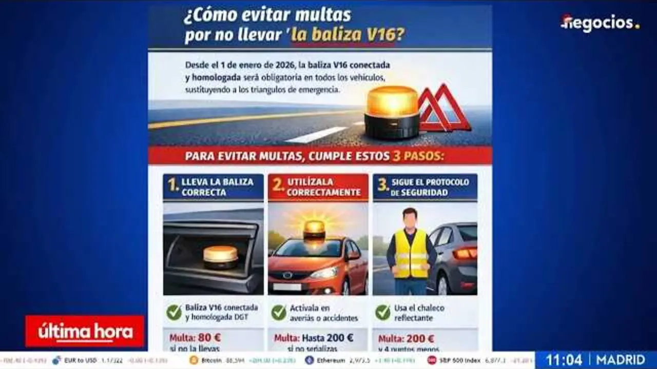 Imagen del dispositivo baliza V16 sobre el techo de un veh&iacute;culo, mostrando su luz amarilla conectada en la carretera.<br>                        <br>                        <br>                        <br>                      