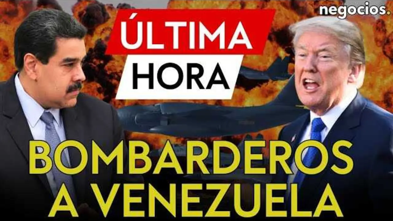 Fotograf&iacute;a de un bombardero estrat&eacute;gico B-1B Lancer en vuelo, s&iacute;mbolo del reciente despliegue militar estadounidense en el Caribe.<br>                        <br>                        <br>                        <br>                      