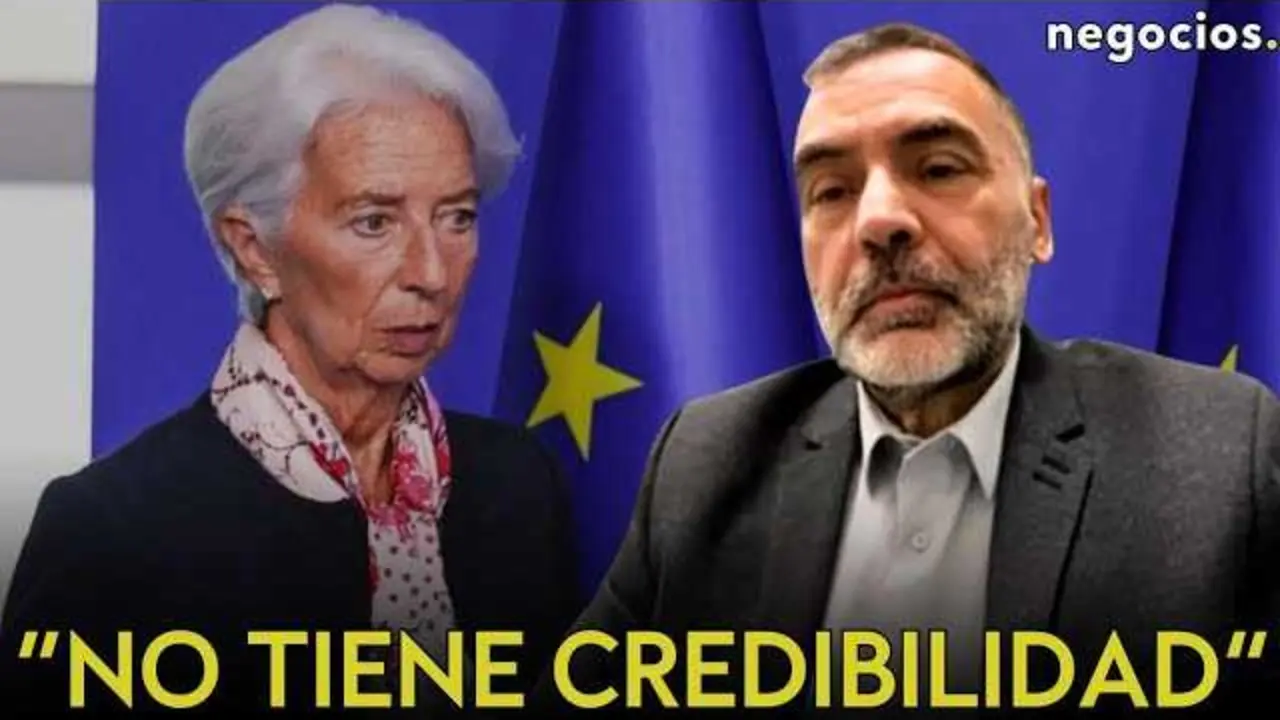 Gr&aacute;fica del IBEX 35 y logo de Negocios TV con Ortega en entrevista analizando la credibilidad de los bancos centrales.<br>                        <br>                        <br>                        <br>                      