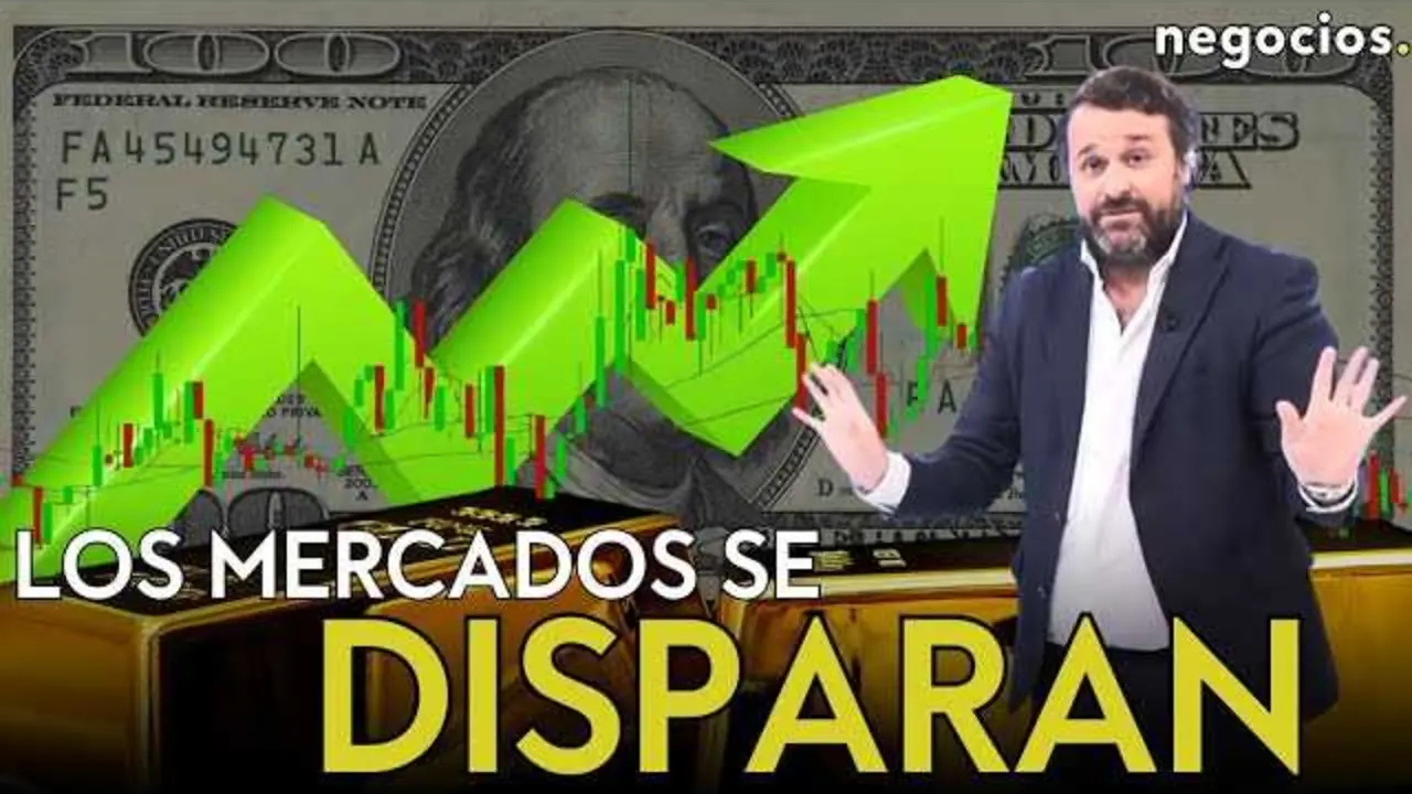 Gr&aacute;fico de mercados financieros con tendencia alcista y representaci&oacute;n de oro y d&oacute;lar en primer plano.<br>                        <br>                        <br>                        <br>                      