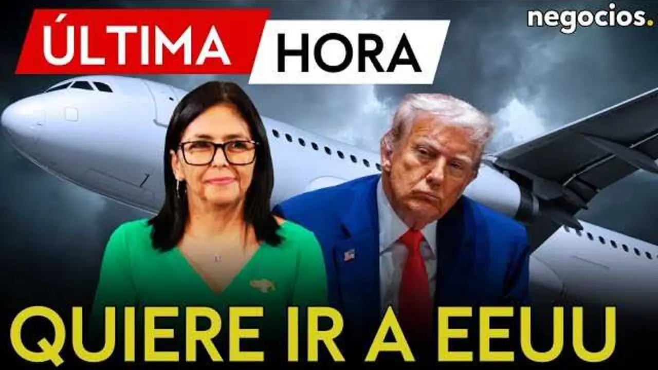 Pantallazo del v&iacute;deo de Negocios TV que anuncia la solicitud de Delcy Rodr&iacute;guez para reunirse con Trump en la Casa Blanca.<br>                        <br>                        <br>                        <br>                      