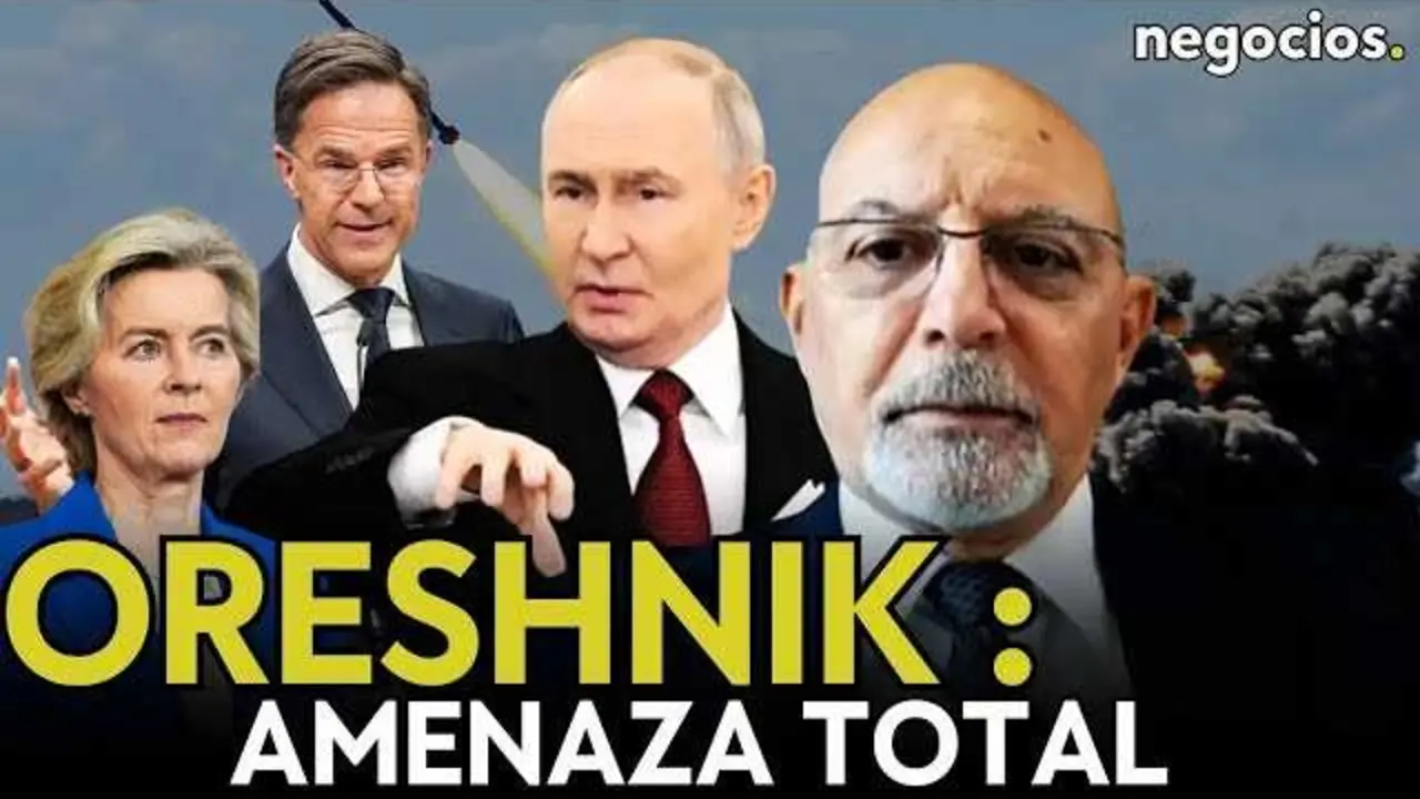 Imagen del misil Oreshnik y mapa geopol&iacute;tico que destaca su lanzamiento pr&oacute;ximo a la frontera polaca.<br>                        <br>                        <br>                        <br>                      