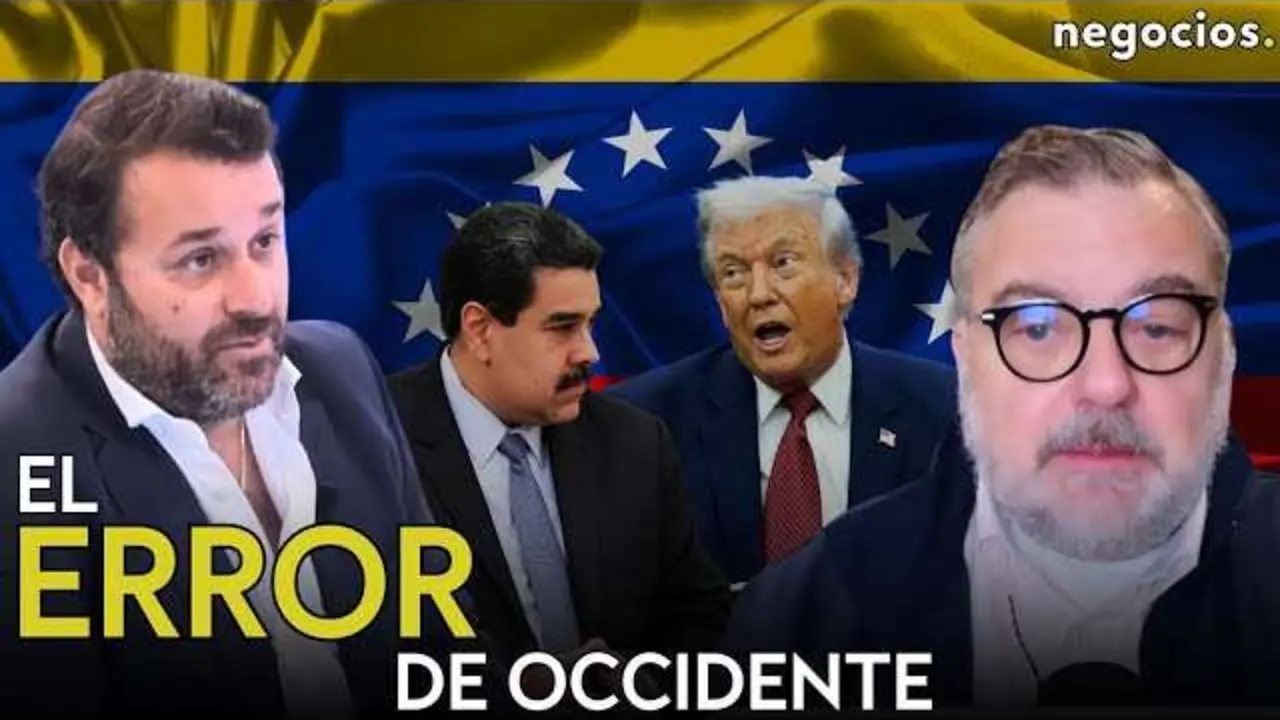 Gustavo de Ar&iacute;stegui durante la entrevista para Negocios TV, acompa&ntilde;ada de un mapa estrat&eacute;gico del &Aacute;rtico y la regi&oacute;n de Venezuela.<br>                        <br>                        <br>                        <br>                      