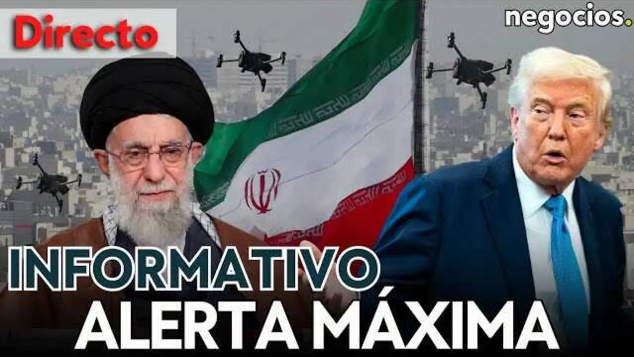 Imagen en directo que muestra la cobertura del incidente del dron MQ-4C y las reacciones internacionales en el canal Negocios TV.<br>                        <br>                        <br>                        <br>                      