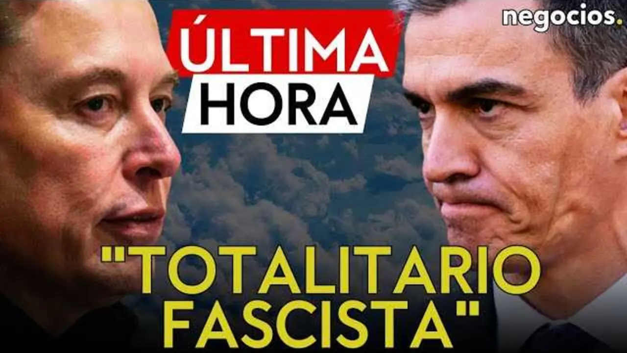 Primer plano de Elon Musk con fondo oscuro, imagen relacionada con el video sobre su enfrentamiento con el Gobierno espa&ntilde;ol.<br>                        <br>                        <br>                        <br>                      