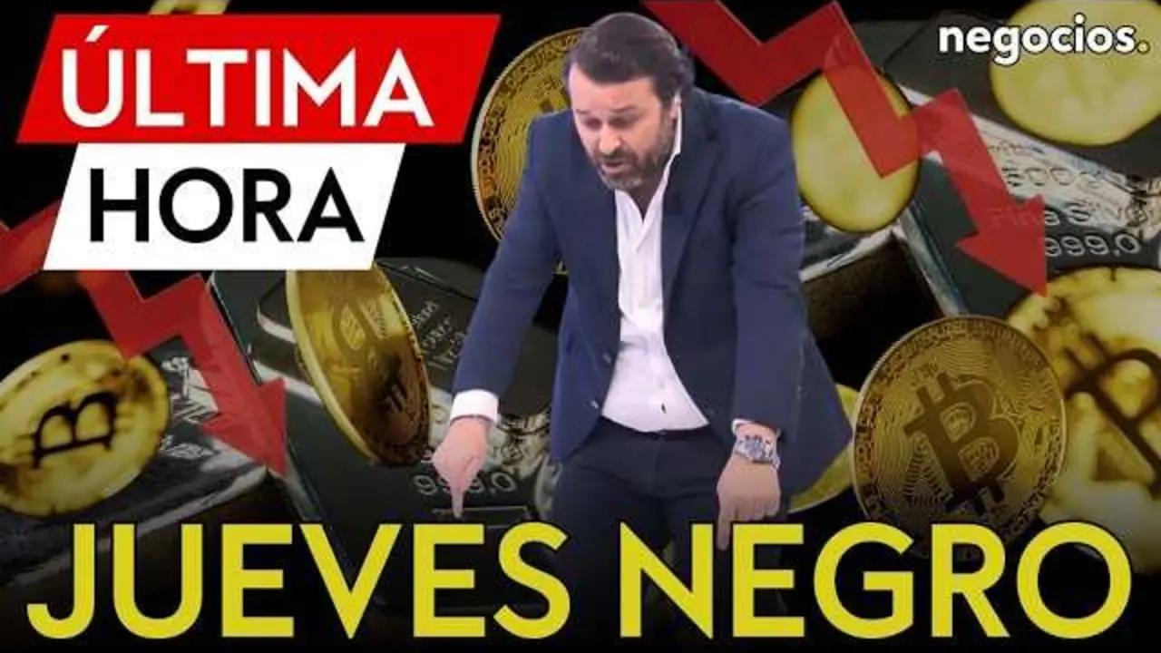 Gr&aacute;fico de ca&iacute;da en Bitcoin y plata que refleja la volatilidad en los mercados financieros durante el jueves negro.<br>                        <br>                        <br>                        <br>                      
