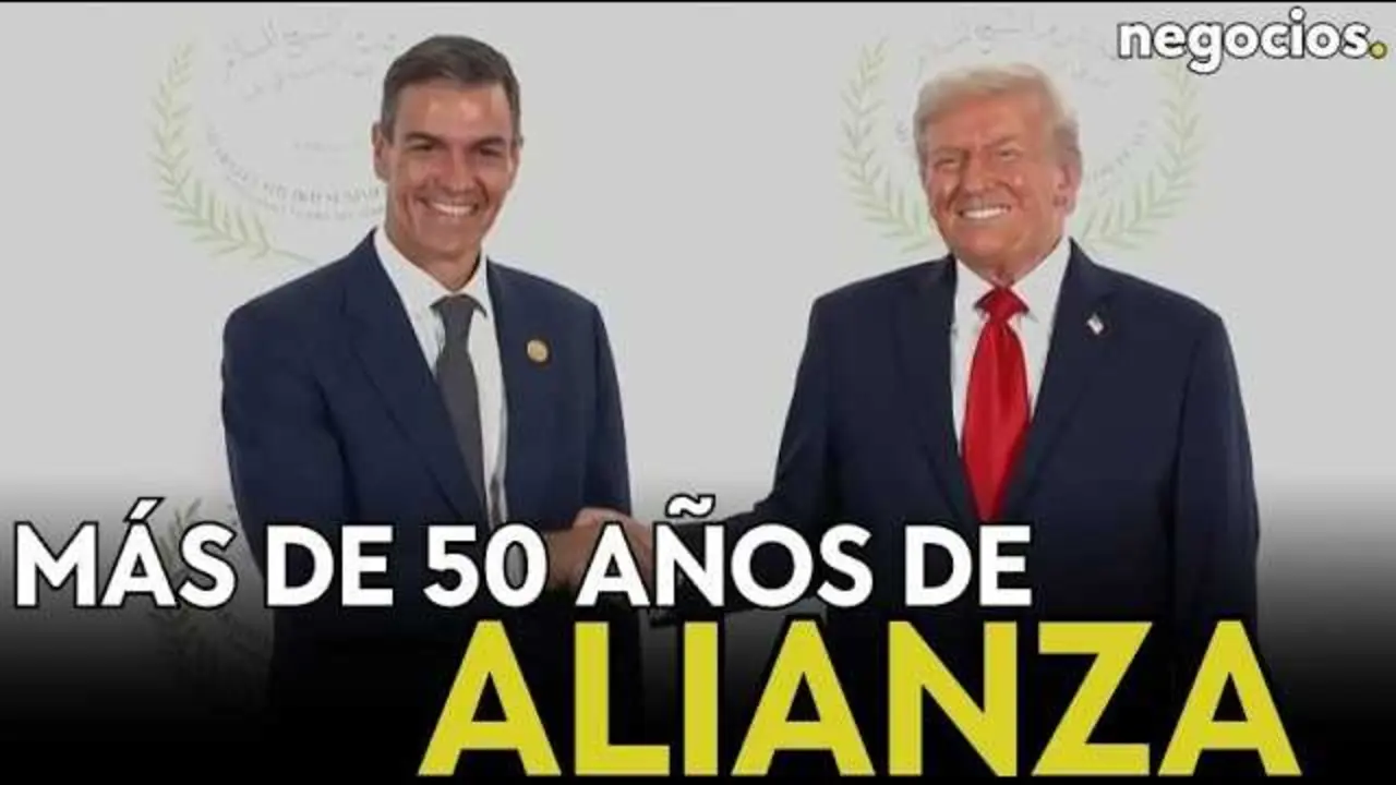 Imagen del thumbnail del v&iacute;deo que muestra la bandera de Estados Unidos y la de Espa&ntilde;a superpuestas, representando la alianza bilateral.<br>                        <br>                        <br>                        <br>                      