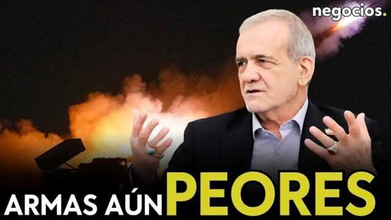 Captura del v&iacute;deo de Negocios TV donde Eduardo Luque expone el an&aacute;lisis sobre el armamento y la guerra prolongada en Ir&aacute;n.<br>                        <br>                        <br>                        <br>                      