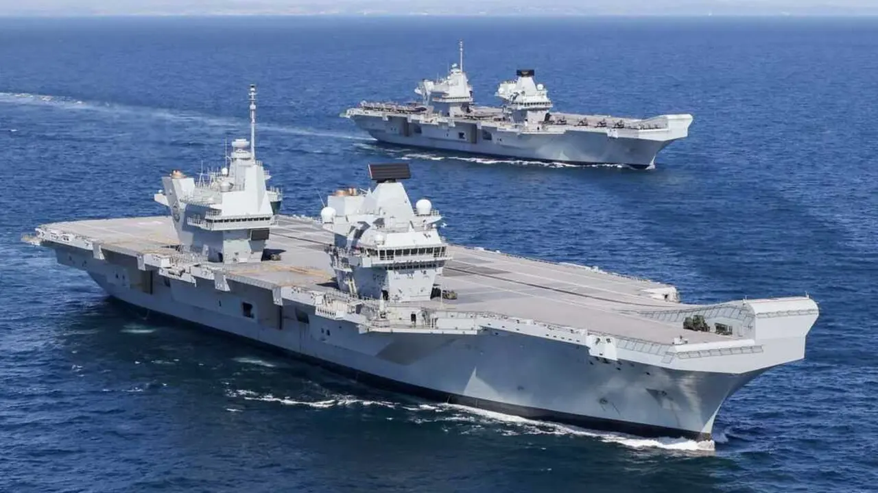 HMS Prince of Wales and HMS Queen Elizabeth pictured at sea for the first time.

Wednesday 19 May 2021 saw a historic moment in Britain&rsquo;s carrier renaissance as HMS Queen Elizabeth and HMS Prince of Wales met at sea for the first time. With two 65,000 tonne carriers in operational service, Britain has a continuous carrier strike capability, with one vessel always ready to respond to global events at short notice.