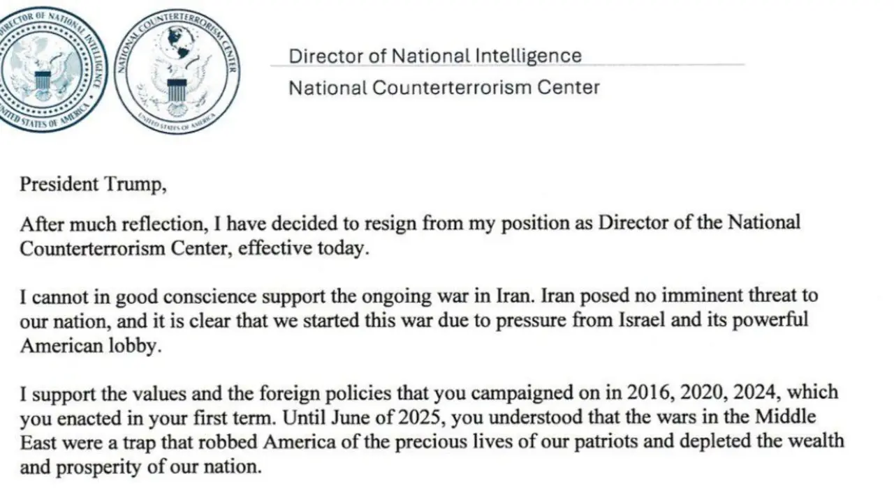 Joe Kent dimite del NCTC y rompe con Trump: &ldquo;Ir&aacute;n no supon&iacute;a una amenaza inminente&rdquo;