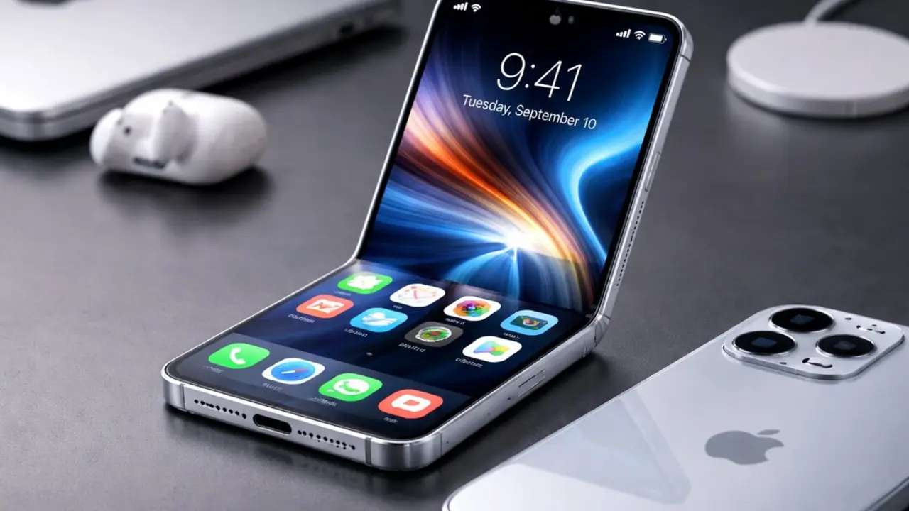 Recreaci&oacute;n de la IA del iPhone plegable.