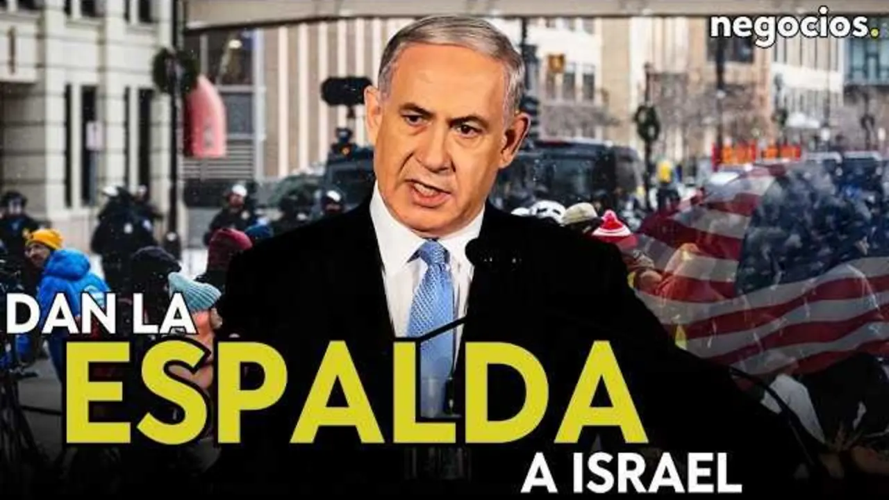 Gr&aacute;fico de encuesta mostrando la desaprobaci&oacute;n ciudadana hacia Israel en Estados Unidos, 2026.<br>                        <br>                        <br>                        <br>                      