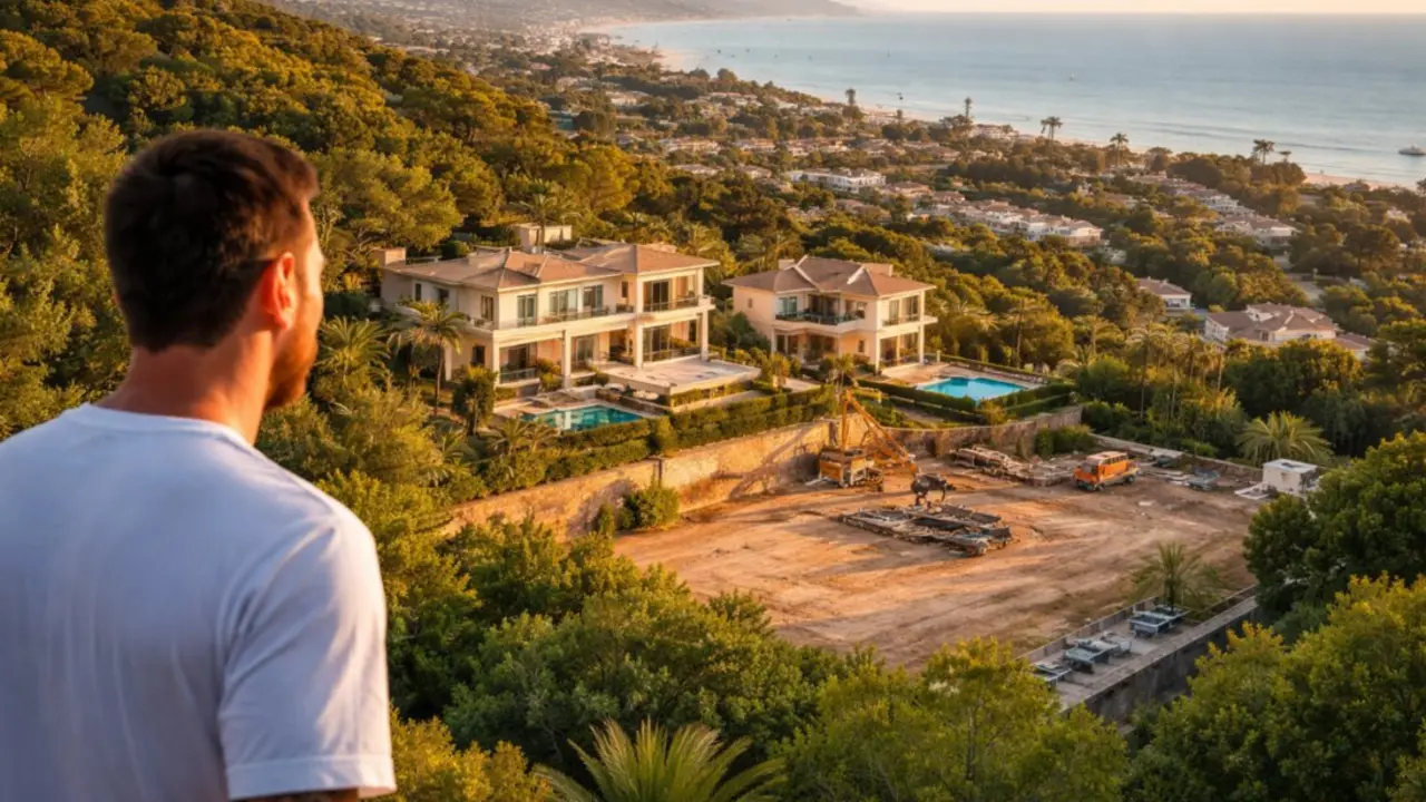 Messi y la parcela. Foto generada por IA.