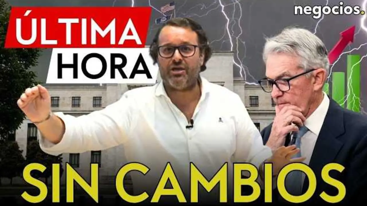 Jerome Powell en conferencia de prensa tras la decisi&oacute;n de tipos de la Reserva Federal.<br>                        <br>                        <br>                        <br>                      