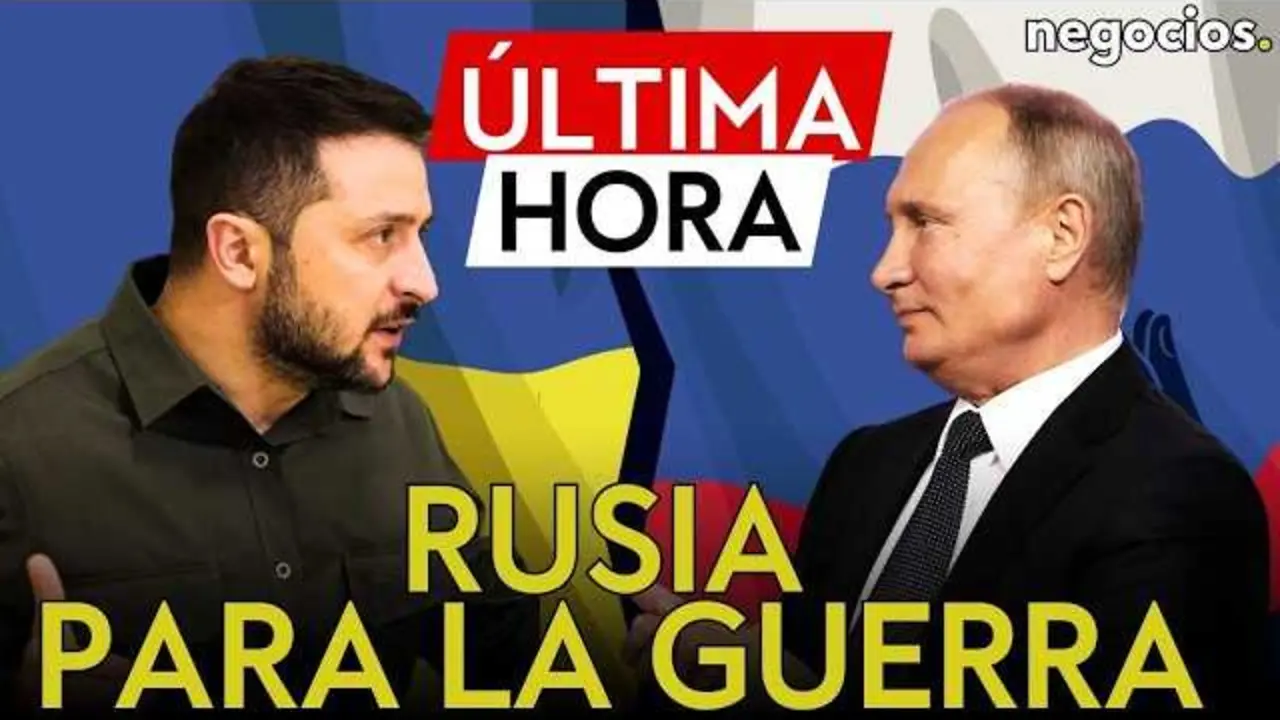 Captura del v&iacute;deo donde se anuncia el alto el fuego entre Zelensky y Putin en Negocios TV<br>                        <br>                        <br>                        <br>                      