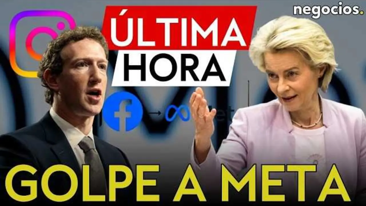 Imagen que muestra el logo de Meta sobre un fondo digital, representando la investigaci&oacute;n europea sobre sus algoritmos.<br>                        <br>                        <br>                        <br>                      