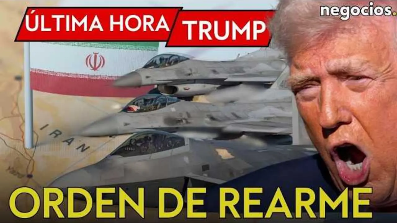 Fotograf&iacute;a en primer plano del presidente Donald Trump con fondo del Estrecho de Ormuz y misiles Tomahawk.<br>                        <br>                        <br>                        <br>                      