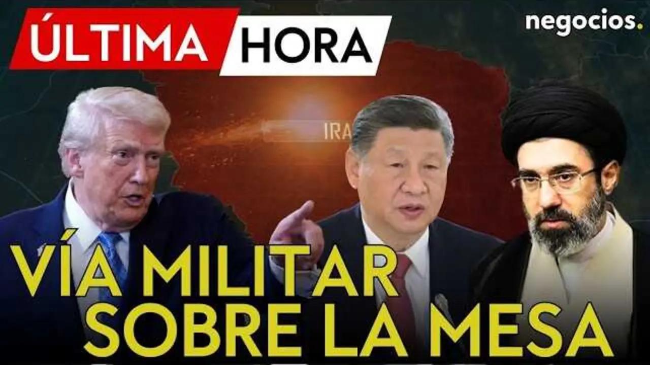 Retrato de Donald Trump con fondo del mapa de Oriente Medio y s&iacute;mbolos militares<br>                        <br>                        <br>                        <br>                      