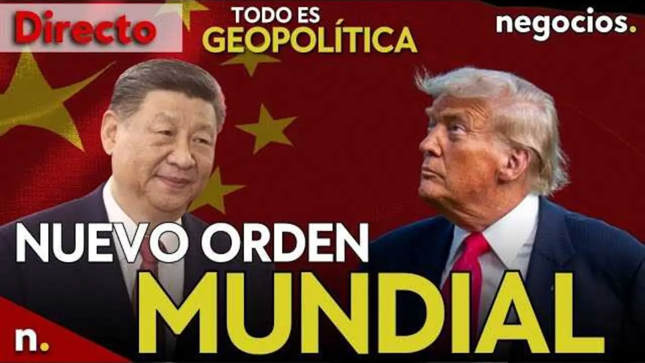 Imagen del canal Negocios TV con escena destacada de la cumbre entre Trump y Xi Jinping en Pek&iacute;n<br>                        <br>                        <br>                        <br>                      