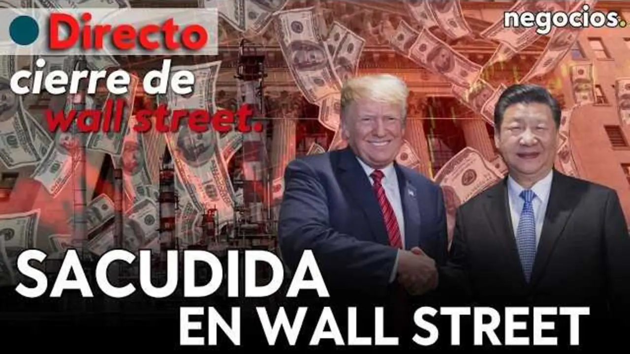 Donald Trump llegando a Pek&iacute;n, con gr&aacute;ficos de Wall Street y s&iacute;mbolos de inflaci&oacute;n y tensiones geopol&iacute;ticas de fondo.<br>                        <br>                        <br>                        <br>                      