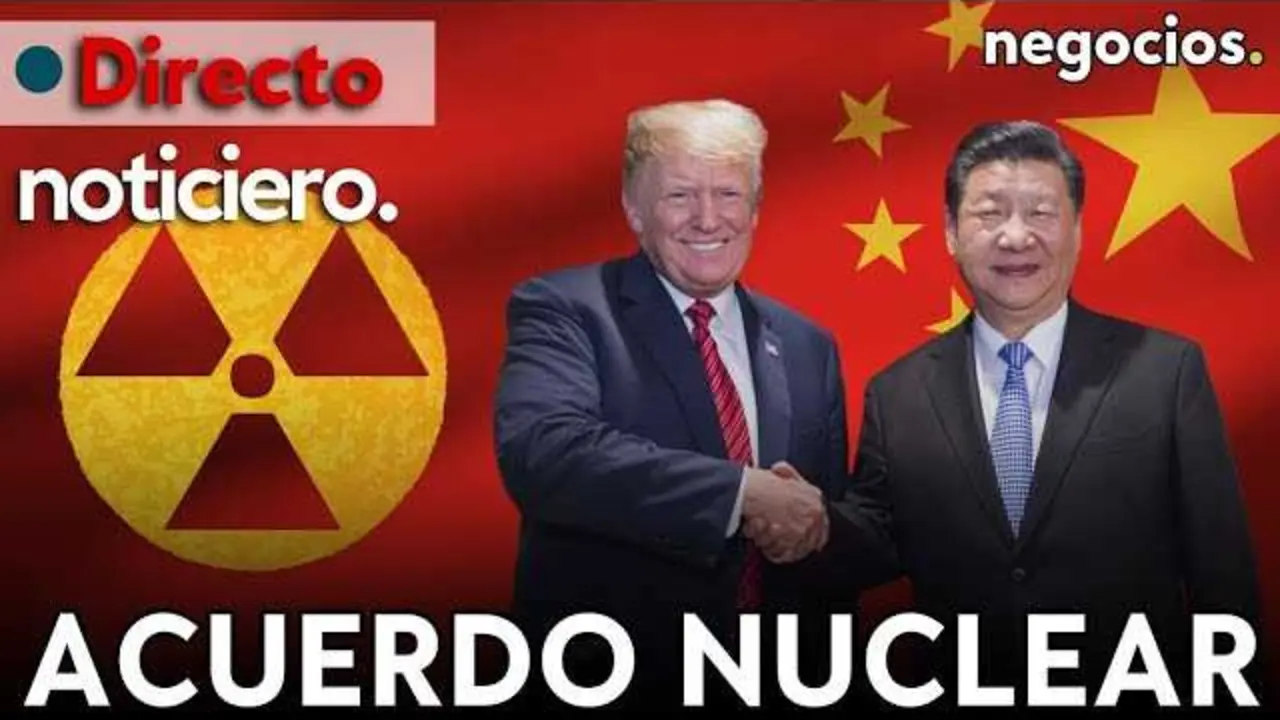 Imagen que muestra el retrato compuesto de Donald Trump y Xi Jinping con el Estrecho de Ormuz de fondo, escenario del reciente entendimiento internacional.<br>                        <br>                        <br>                        <br>                      