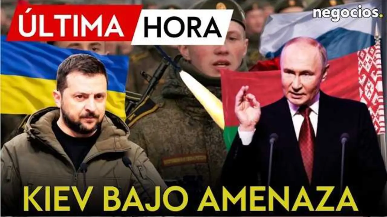 Volod&iacute;mir Zelensky en conferencia de prensa alertando sobre la amenaza rusa desde Bielorrusia.<br>                        <br>                        <br>                        <br>                      
